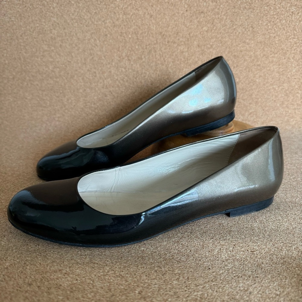 M. Gemi Black Gold Tan Ombré Patent leather Flats Size Eu 38 Us 7.5 - Picture 7 of 16